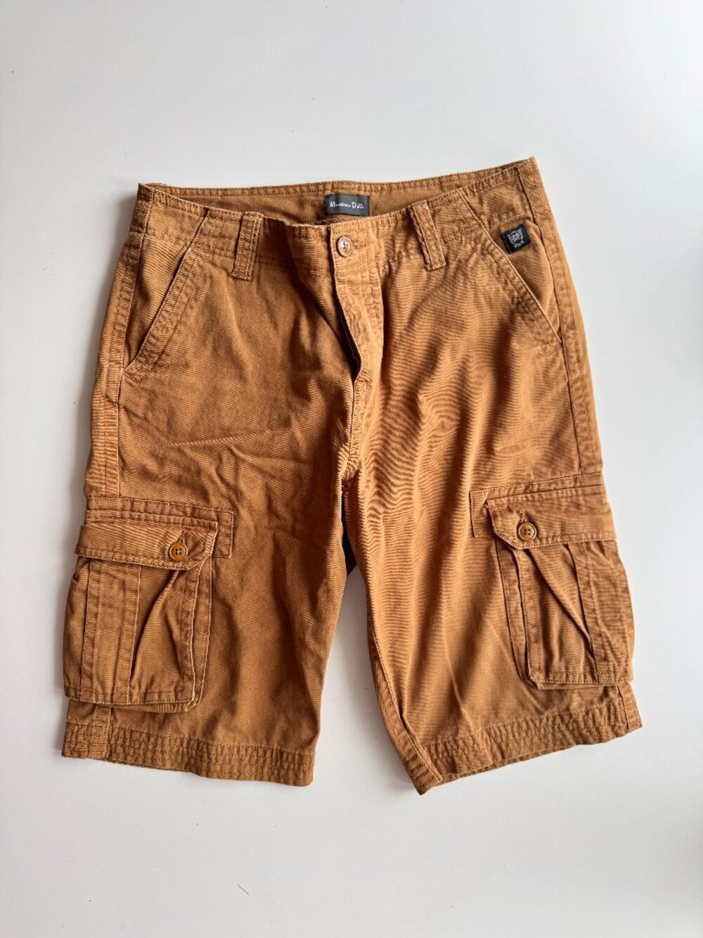 MASSIMO DUTTI Brown 100% Cotton Twill Cargo Shorts, Size 36